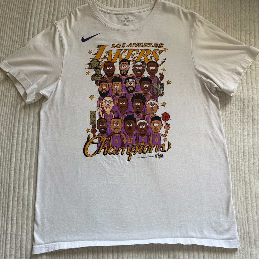 Sz L - Nike Los Angeles Lakers NBA Finals Champions 2020 White Shirt
